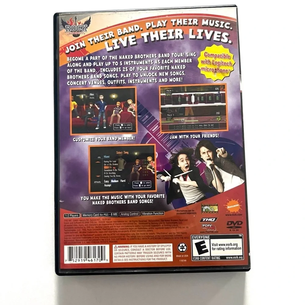 Rock University The Naked Brothers Band Sony Playstation 2 PS2 COMPLETE
